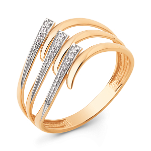 Кольцо из красного золота с фианитами