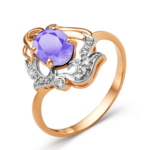 Кольцо из красного золота с аметистом