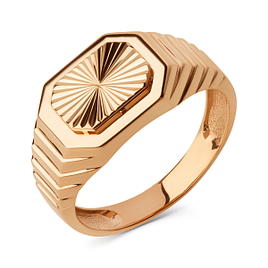 Кольцо печатка из красного золота