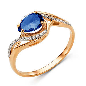 Кольцо из красного золота с корундом