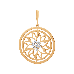 Подвеска из красного золота с фианитами