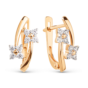 Серьги из красного золота с фианитами