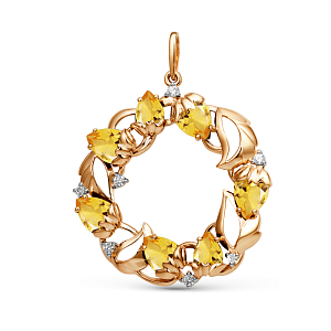 Подвеска из красного золота с цитринами