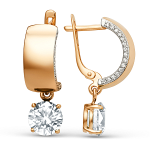 Серьги из красного золота с фианитами