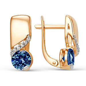 Серьги из красного золота с лондон топазами