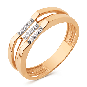 Кольцо из красного золота с фианитами