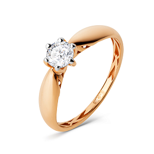 Кольцо из красного золота с фианитом