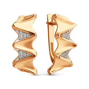 Серьги из красного золота с фианитами