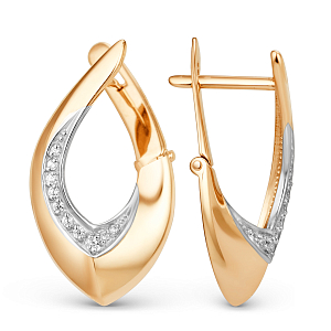 Серьги из красного золота с фианитами