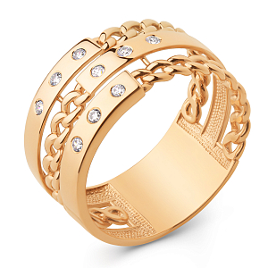 Кольцо из красного золота с фианитами