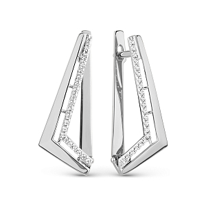 Серьги из белого золота с фианитами