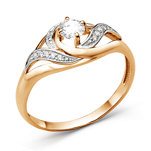 Кольцо из красного золота с фианитами