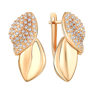 Серьги из красного золота с фианитами