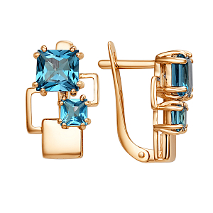 Серьги из красного золота с swiss топазами