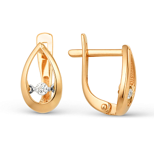 Серьги из красного золота с фианитами