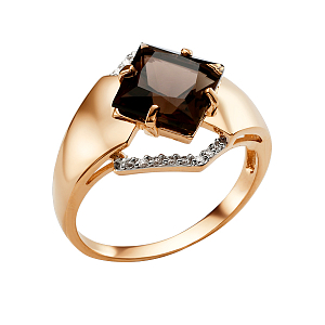 Кольцо из красного золота с раухтопазом