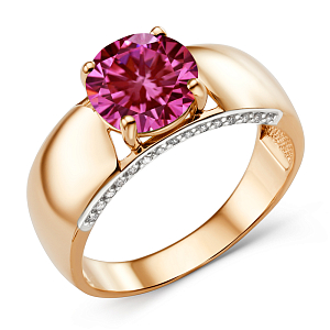 Кольцо из красного золота с корундом