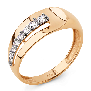 Кольцо из красного золота с фианитами