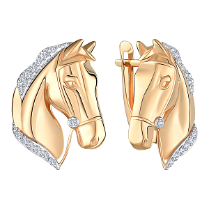 Серьги из красного золота с фианитами