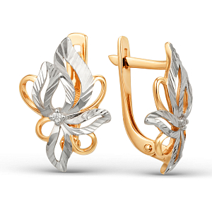 Серьги из красного золота с фианитами