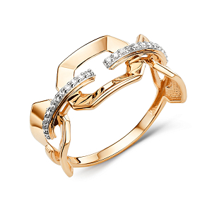 Кольцо из красного золота с фианитами