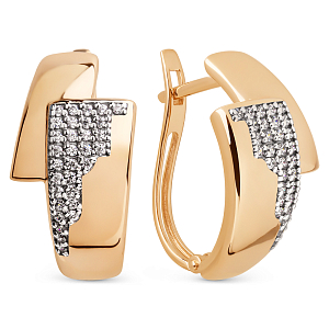 Серьги из красного золота с фианитами