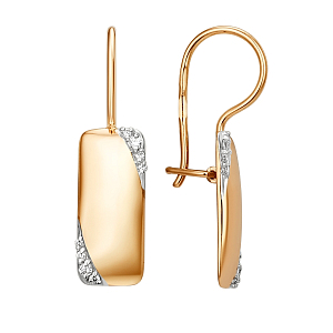 Серьги из красного золота с фианитами