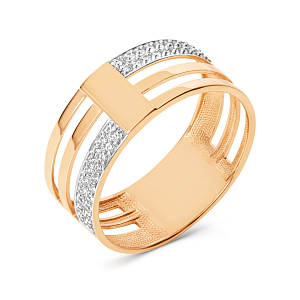 Кольцо из красного золота с фианитами