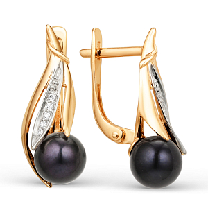 Серьги из красного золота с фианитами