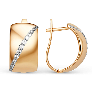 Серьги из красного золота с фианитами