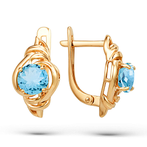 Серьги из красного золота с топазами