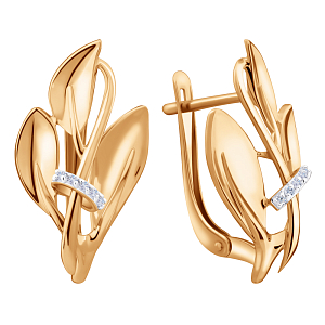 Серьги из красного золота с фианитами