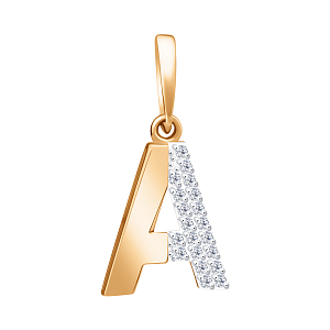 Подвеска из красного золота с фианитами