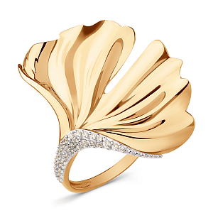 Кольцо из красного золота с фианитами