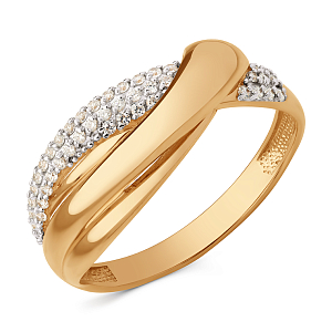 Кольцо из красного золота с фианитами