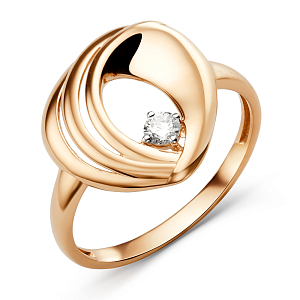 Кольцо из красного золота с фианитом