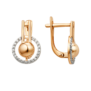 Серьги из красного золота с фианитами