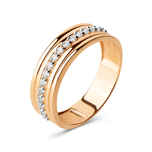 Кольцо из красного золота с фианитами