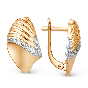 Серьги из красного золота с фианитами