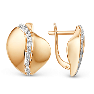 Серьги из красного золота с фианитами