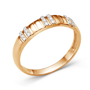 Кольцо из красного золота с фианитами