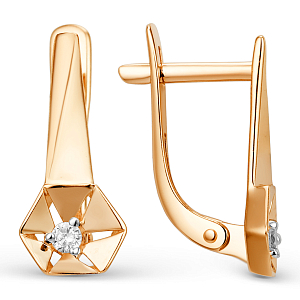 Серьги из красного золота с фианитами