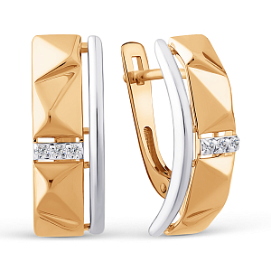 Серьги из красного золота с фианитами