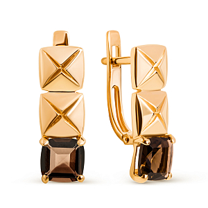 Серьги из красного золота с раухтопазами