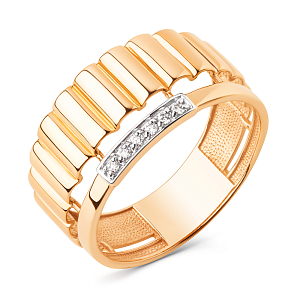 Кольцо из красного золота с фианитами