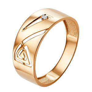 Кольцо из красного золота с фианитом