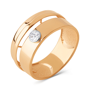 Кольцо из красного золота с фианитом