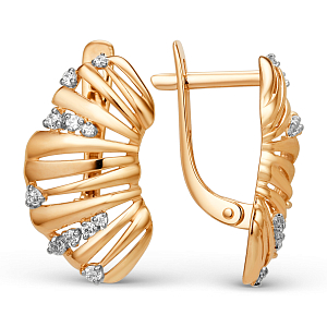 Серьги из красного золота с фианитами