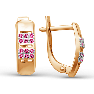 Серьги из красного золота с корундами