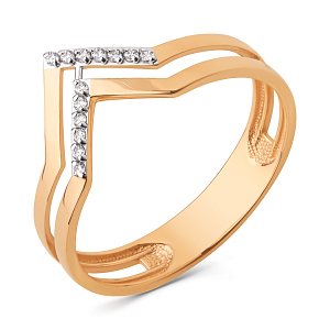 Кольцо из красного золота с фианитами